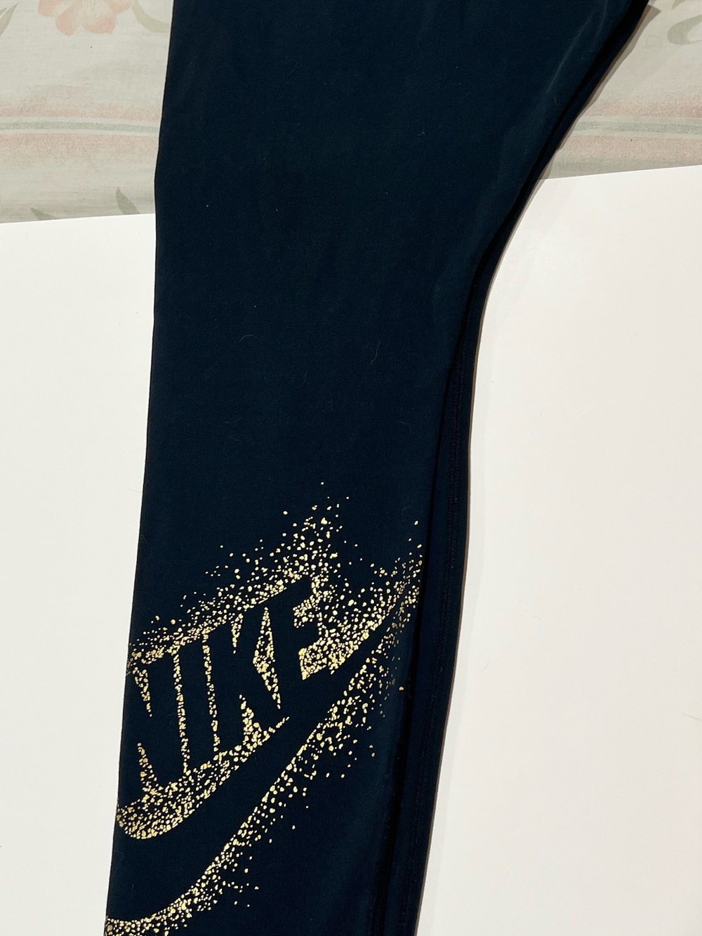 Nike Black Leggings with Gold Logo Detail - Picture 4 of 9